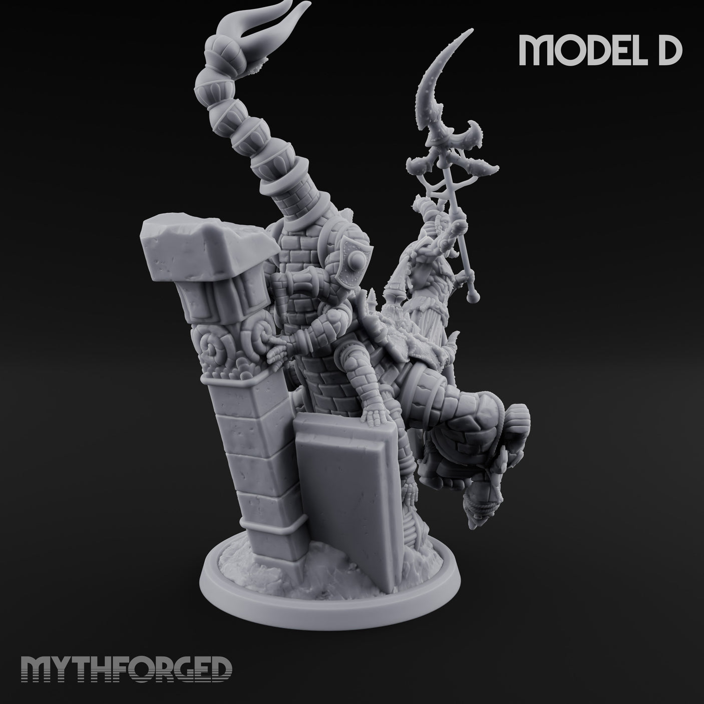 Ruin Mounted Mace Raising Androsphinx D Miniature for Dungeons and Dragons, Pathfinder or other TTRPGs