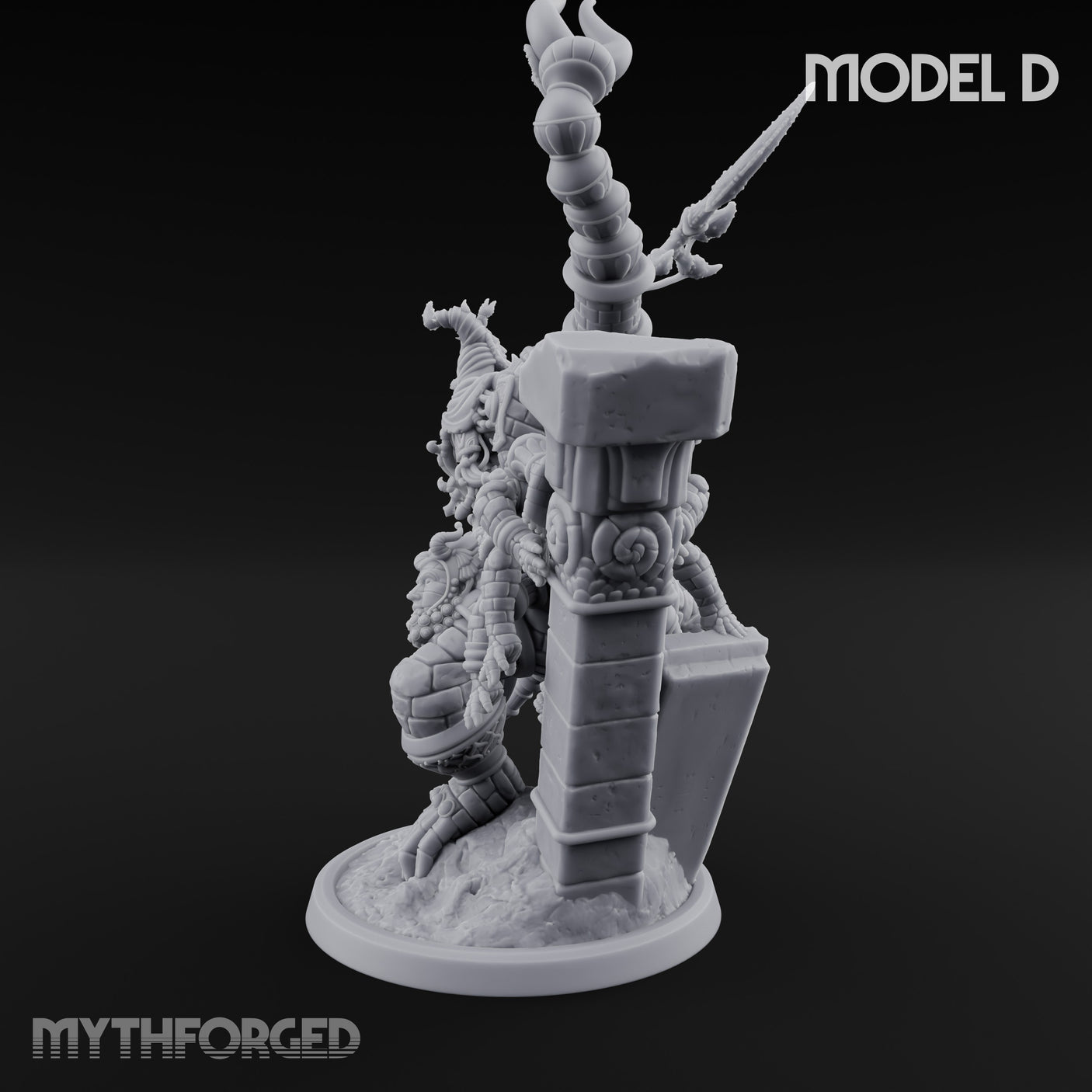 Ruin Mounted Mace Raising Androsphinx D Miniature for Dungeons and Dragons, Pathfinder or other TTRPGs
