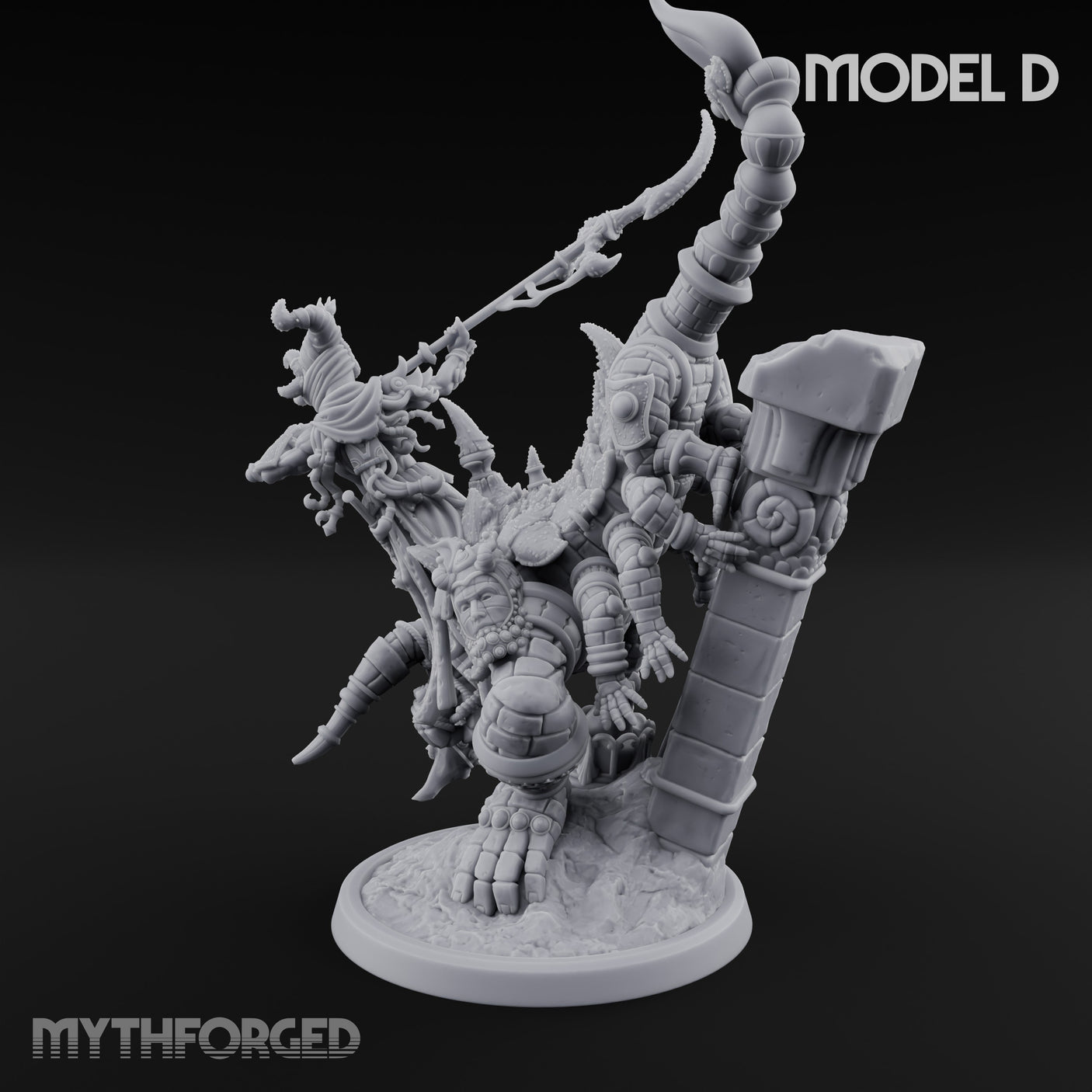 Ruin Mounted Mace Raising Androsphinx D Miniature for Dungeons and Dragons, Pathfinder or other TTRPGs