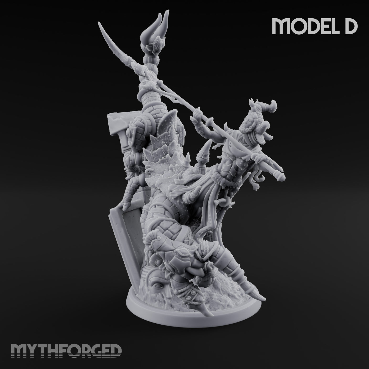 Ruin Mounted Mace Raising Androsphinx D Miniature for Dungeons and Dragons, Pathfinder or other TTRPGs