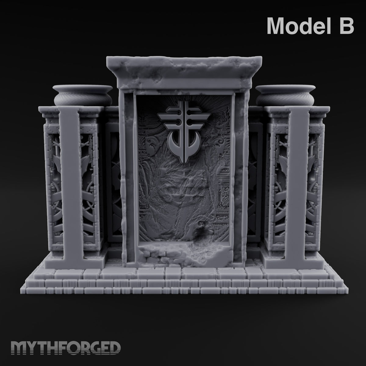 Doors Sealed, Pillars Still Praying Ornate Temple Gate Ruins — B