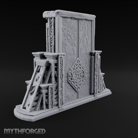 Doors Sealed, Pillars Still Praying Ornate Temple Gate Ruins — D
