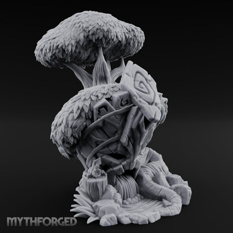 Rune-Carved Face-Bearing Ancient Wood Shrine Miniature for Dungeons and Dragons, Pathfinder or other TTRPGs