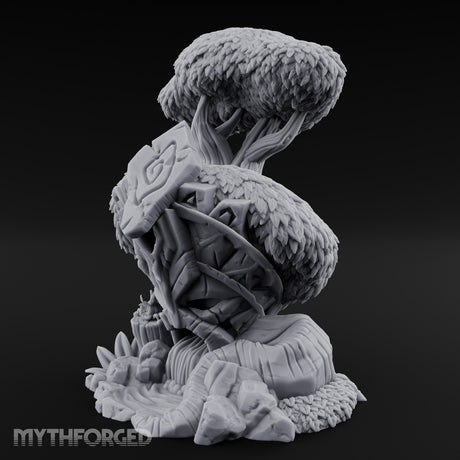 Rune-Carved Face-Bearing Ancient Wood Shrine Miniature for Dungeons and Dragons, Pathfinder or other TTRPGs