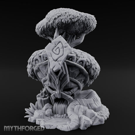 Rune-Carved Face-Bearing Ancient Wood Shrine Miniature for Dungeons and Dragons, Pathfinder or other TTRPGs