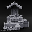 Rune-Inscribed Candle-Flickered Roofed Stone Shrine Altar Miniature for Dungeons and Dragons, Pathfinder or other TTRPGs