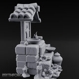 Rune-Inscribed Candle-Flickered Roofed Stone Shrine Altar Miniature for Dungeons and Dragons, Pathfinder or other TTRPGs
