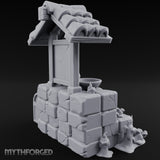 Rune-Inscribed Candle-Flickered Roofed Stone Shrine Altar Miniature for Dungeons and Dragons, Pathfinder or other TTRPGs
