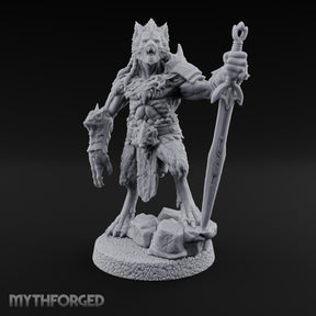 Rune Sword Planting Werewolf Alpha Miniature for Dungeons and Dragons, Pathfinder or other TTRPGs