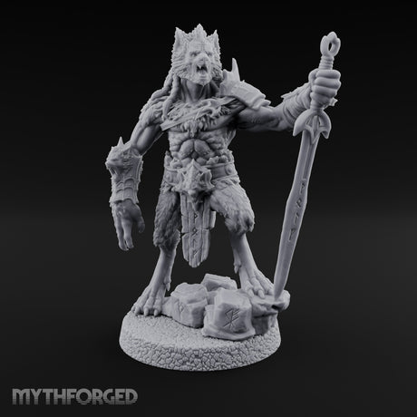 Rune Sword Planting Werewolf Alpha Miniature for Dungeons and Dragons, Pathfinder or other TTRPGs
