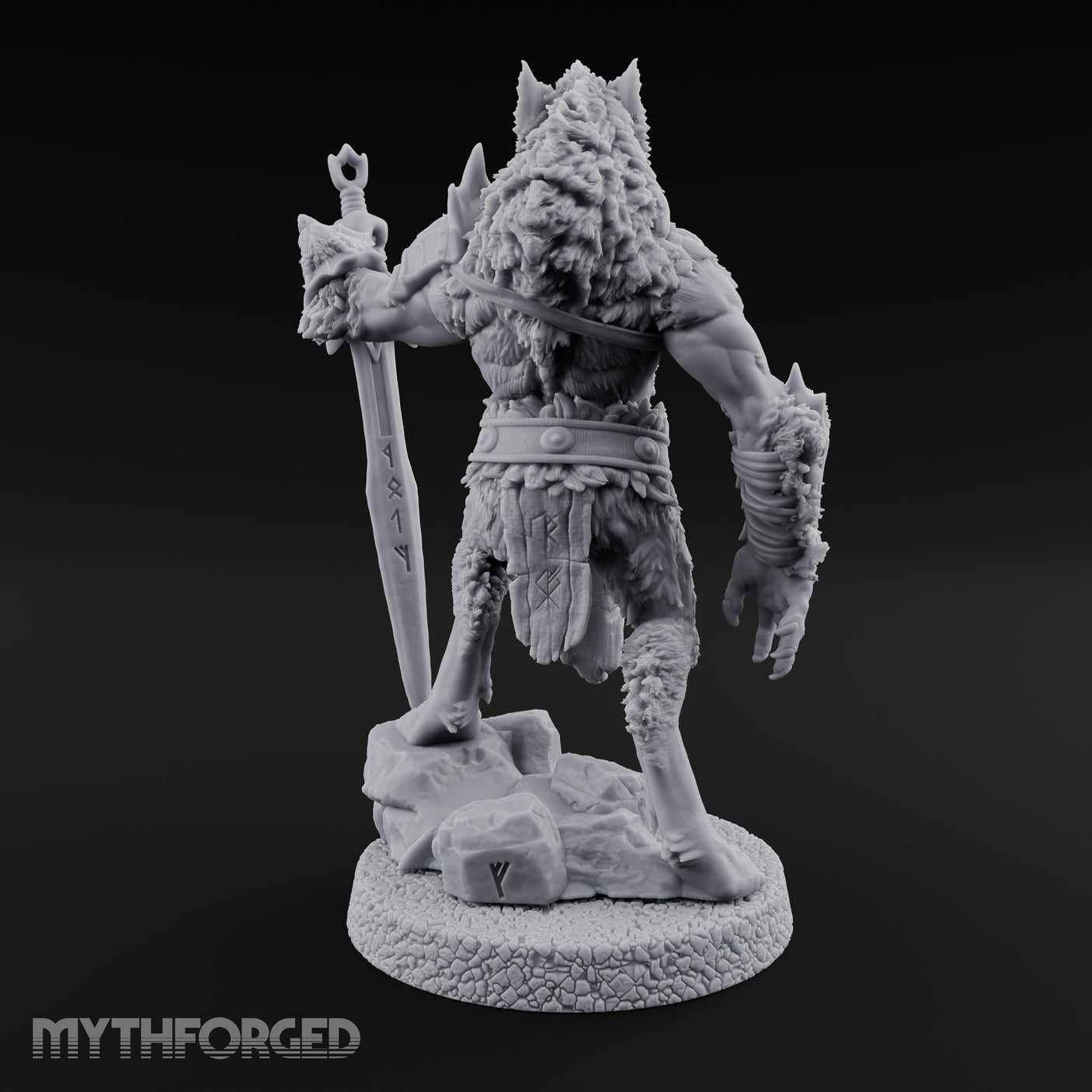 Rune Sword Planting Werewolf Alpha Miniature for Dungeons and Dragons, Pathfinder or other TTRPGs