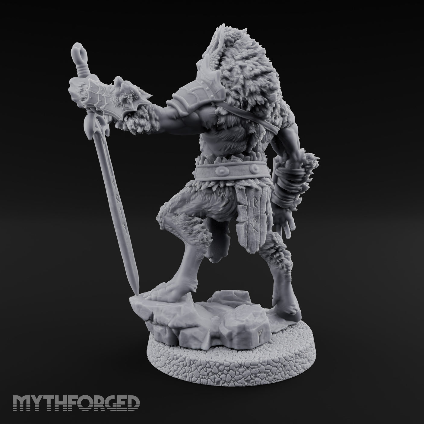 Rune Sword Planting Werewolf Alpha Miniature for Dungeons and Dragons, Pathfinder or other TTRPGs