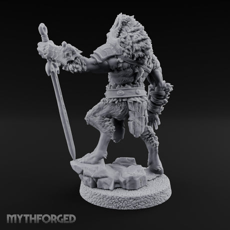 Rune Sword Planting Werewolf Alpha Miniature for Dungeons and Dragons, Pathfinder or other TTRPGs