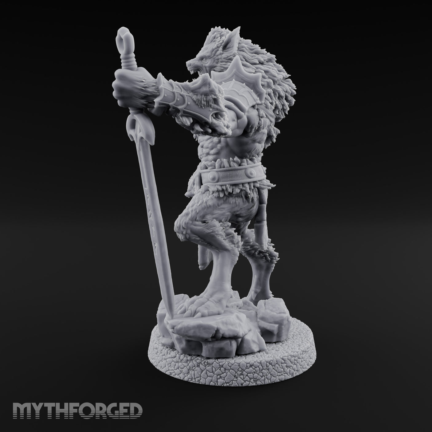 Rune Sword Planting Werewolf Alpha Miniature for Dungeons and Dragons, Pathfinder or other TTRPGs