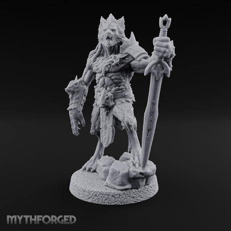 Rune Sword Planting Werewolf Alpha Miniature for Dungeons and Dragons, Pathfinder or other TTRPGs