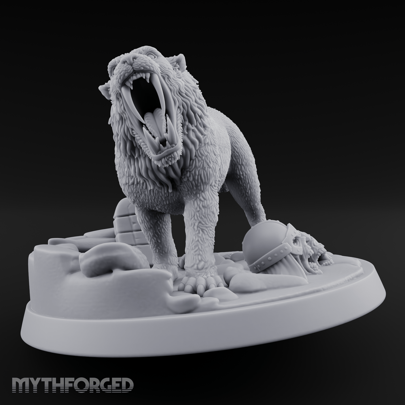 Fangs Bared Triumphant Smilodon Beast Miniature for Dungeons and Dragons, Pathfinder or other TTRPGs