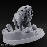 Fangs Bared Triumphant Smilodon Beast Miniature for Dungeons and Dragons, Pathfinder or other TTRPGs