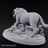 Fangs Bared Triumphant Smilodon Beast Miniature for Dungeons and Dragons, Pathfinder or other TTRPGs