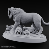 Fangs Bared Triumphant Smilodon Beast Miniature for Dungeons and Dragons, Pathfinder or other TTRPGs