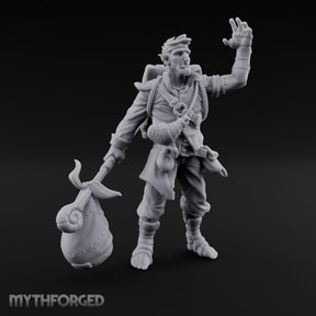 Sack Swinging Human Caravan Leader Miniature for Dungeons and Dragons, Pathfinder or other TTRPGs