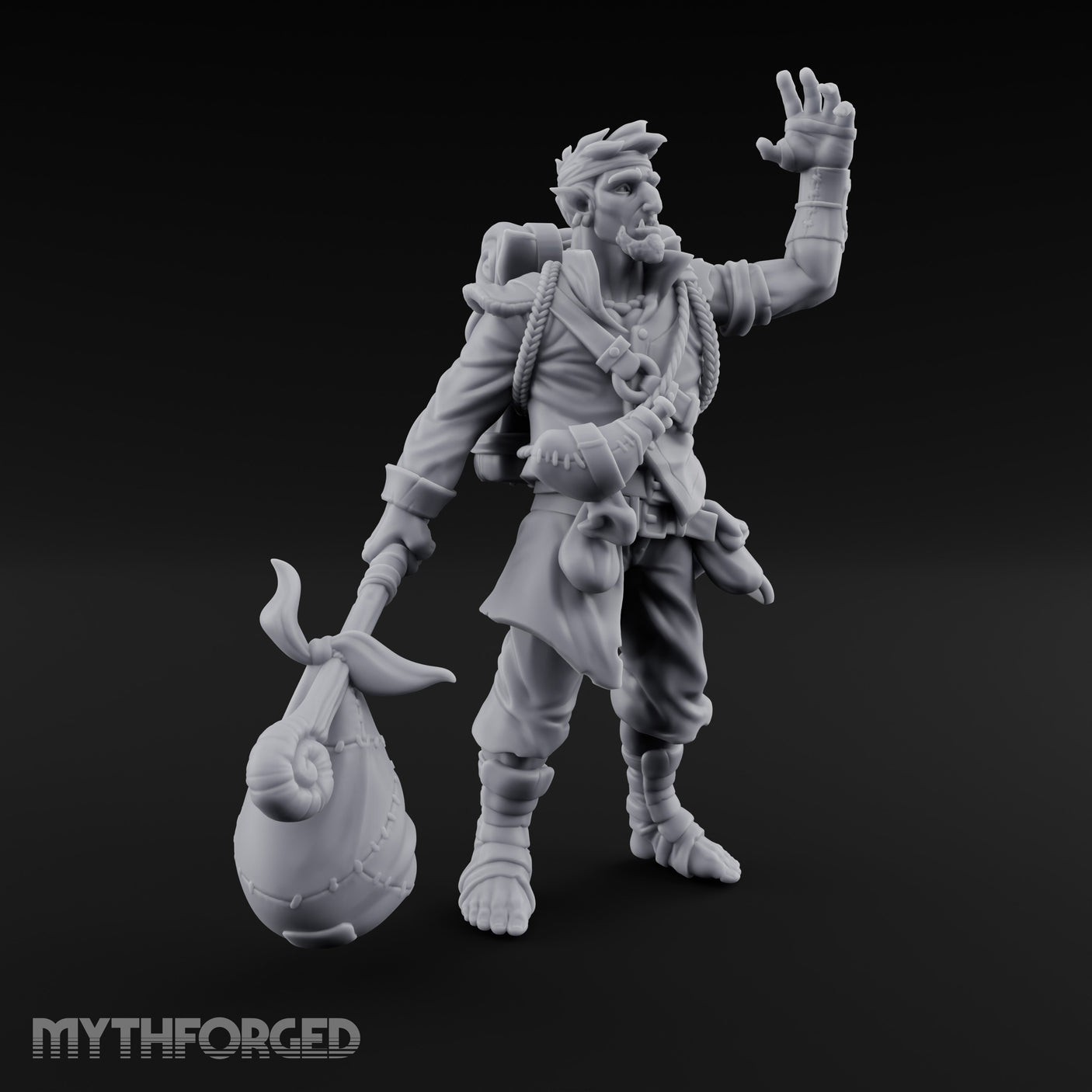 Sack Swinging Human Caravan Leader Miniature for Dungeons and Dragons, Pathfinder or other TTRPGs