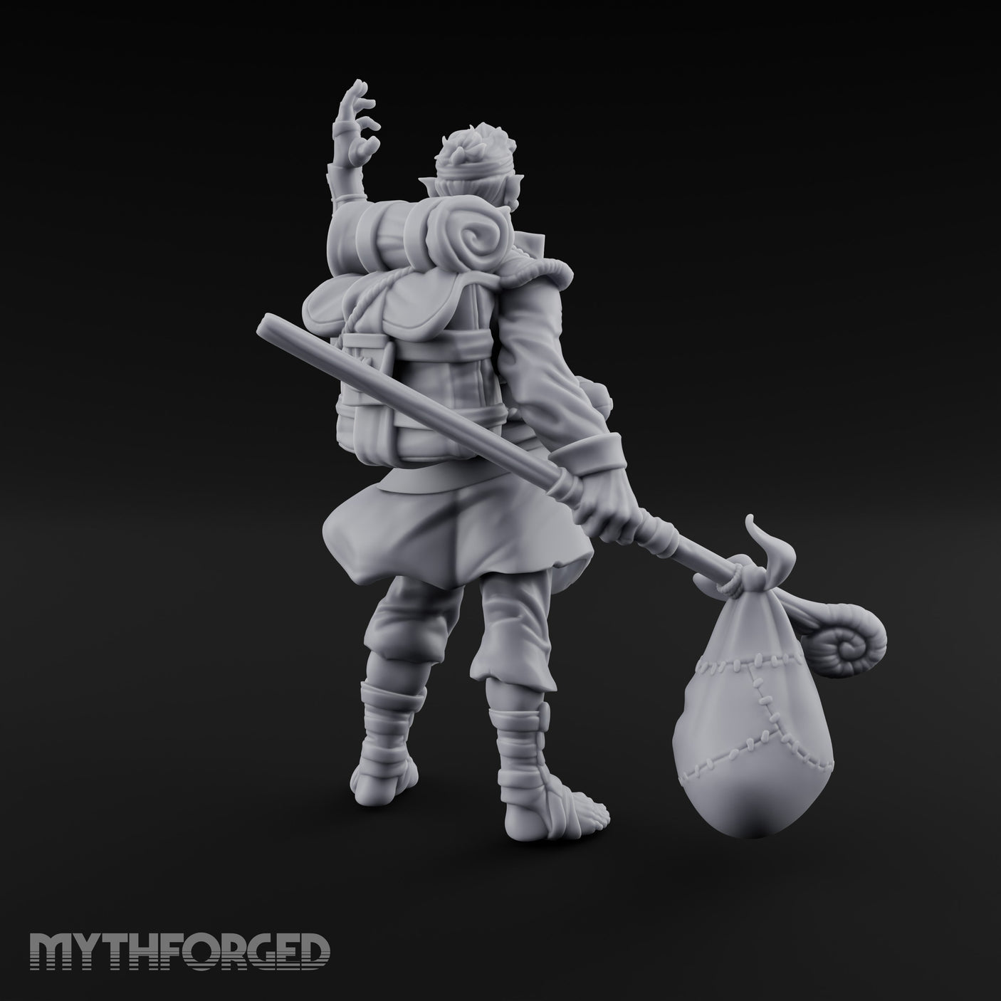 Sack Swinging Human Caravan Leader Miniature for Dungeons and Dragons, Pathfinder or other TTRPGs