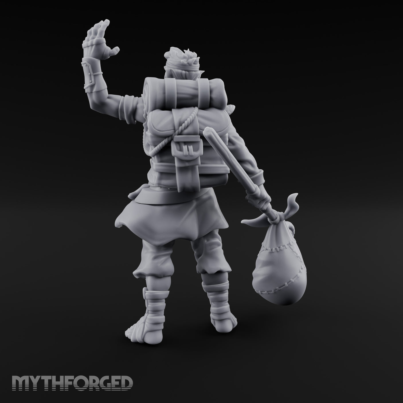 Sack Swinging Human Caravan Leader Miniature for Dungeons and Dragons, Pathfinder or other TTRPGs