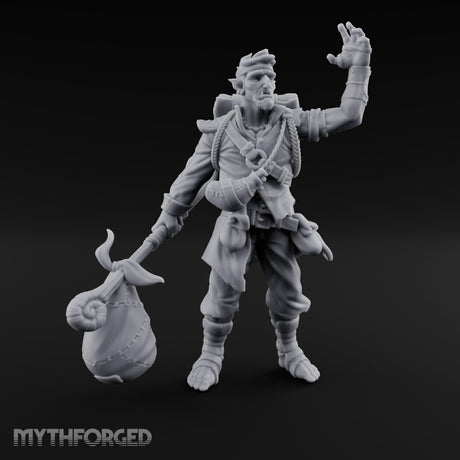 Sack Swinging Human Caravan Leader Miniature for Dungeons and Dragons, Pathfinder or other TTRPGs