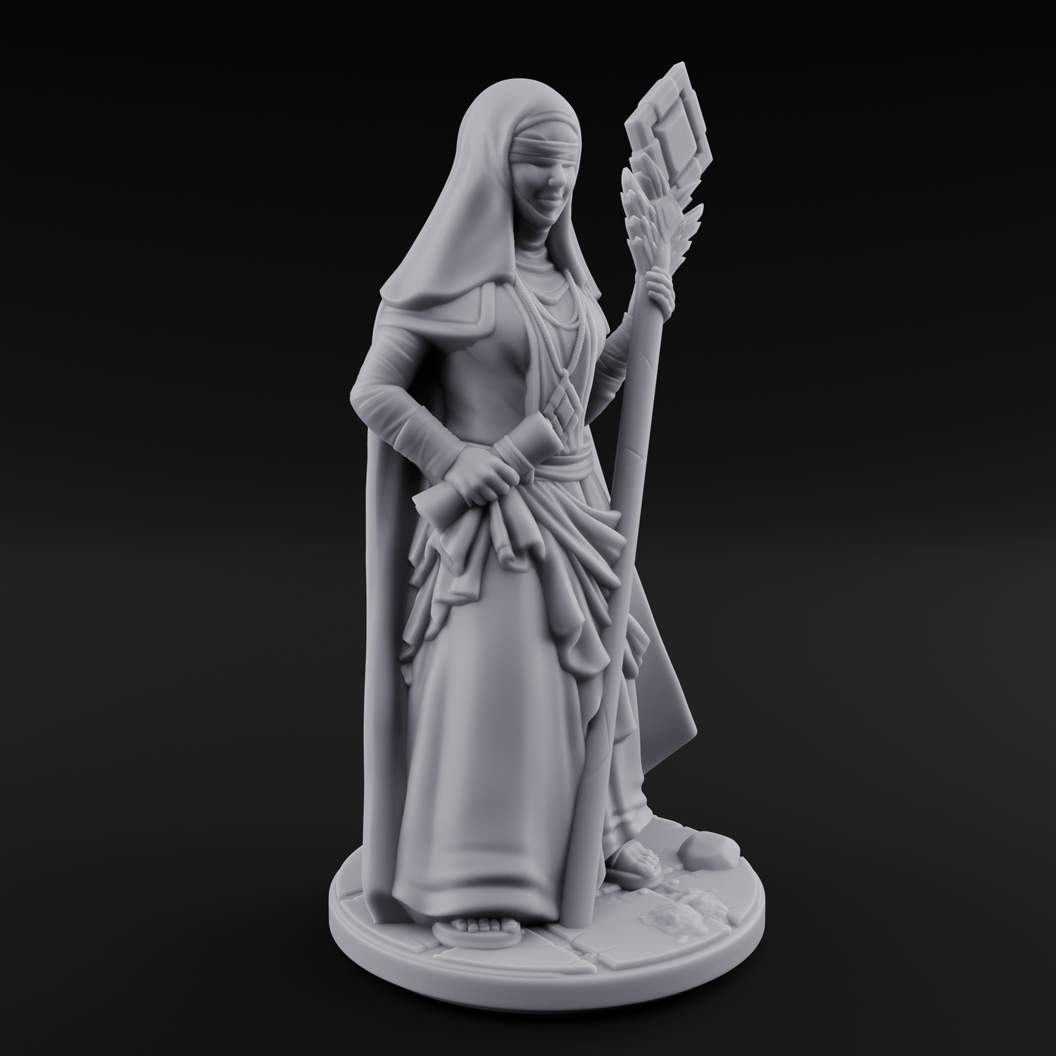 Warmly Welcoming Human Priestess C Miniature for Dungeons and Dragons, Pathfinder or other TTRPGs