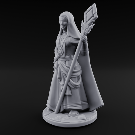 Warmly Welcoming Human Priestess C Miniature for Dungeons and Dragons, Pathfinder or other TTRPGs