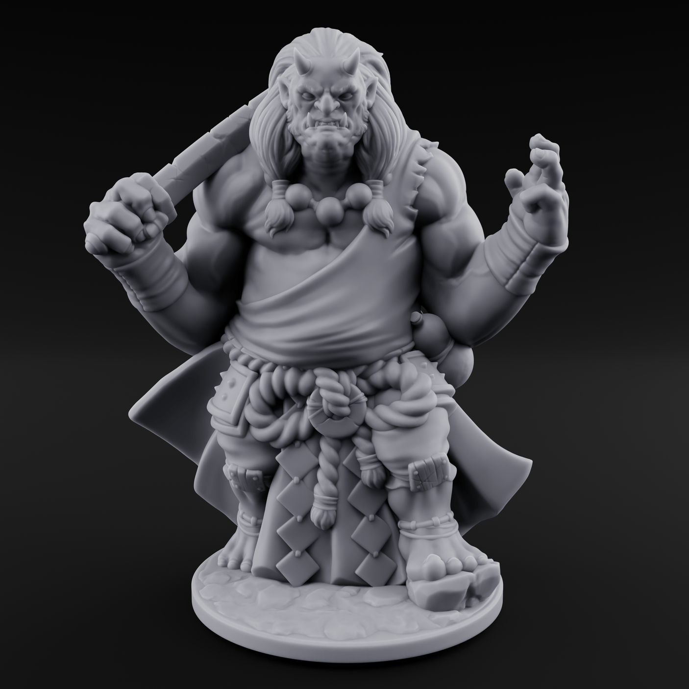 Grabby Handed Oni Samurai Miniature for Dungeons and Dragons, Pathfinder or other TTRPGs