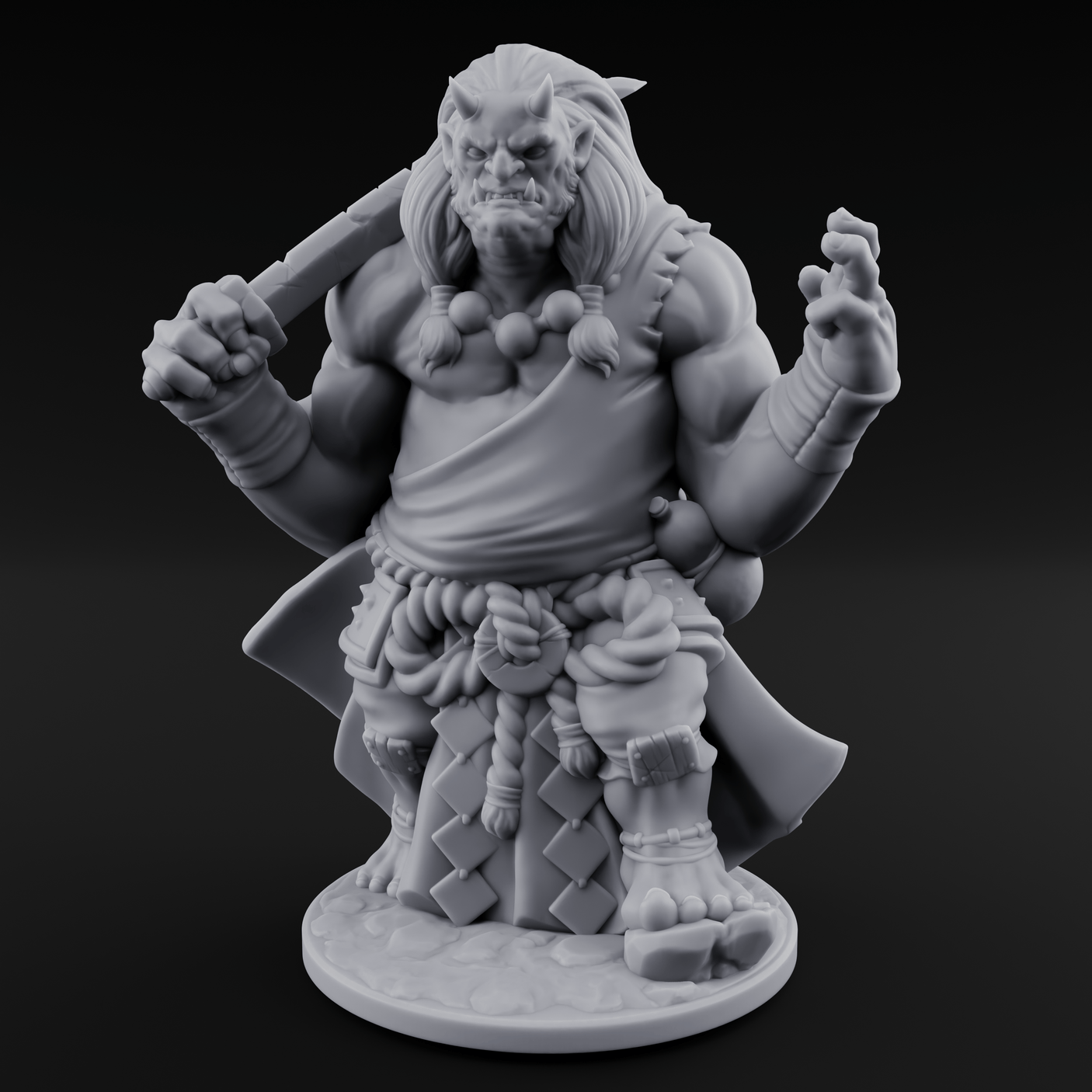 Grabby Handed Oni Samurai Miniature for Dungeons and Dragons, Pathfinder or other TTRPGs