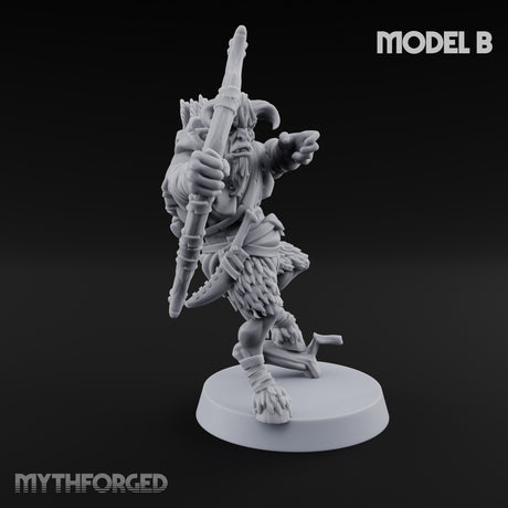 Nocking And Loosing Satyr Archer B Miniature for Dungeons and Dragons, Pathfinder or other TTRPGs