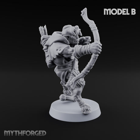 Nocking And Loosing Satyr Archers Miniature for Dungeons and Dragons, Pathfinder or other TTRPGs