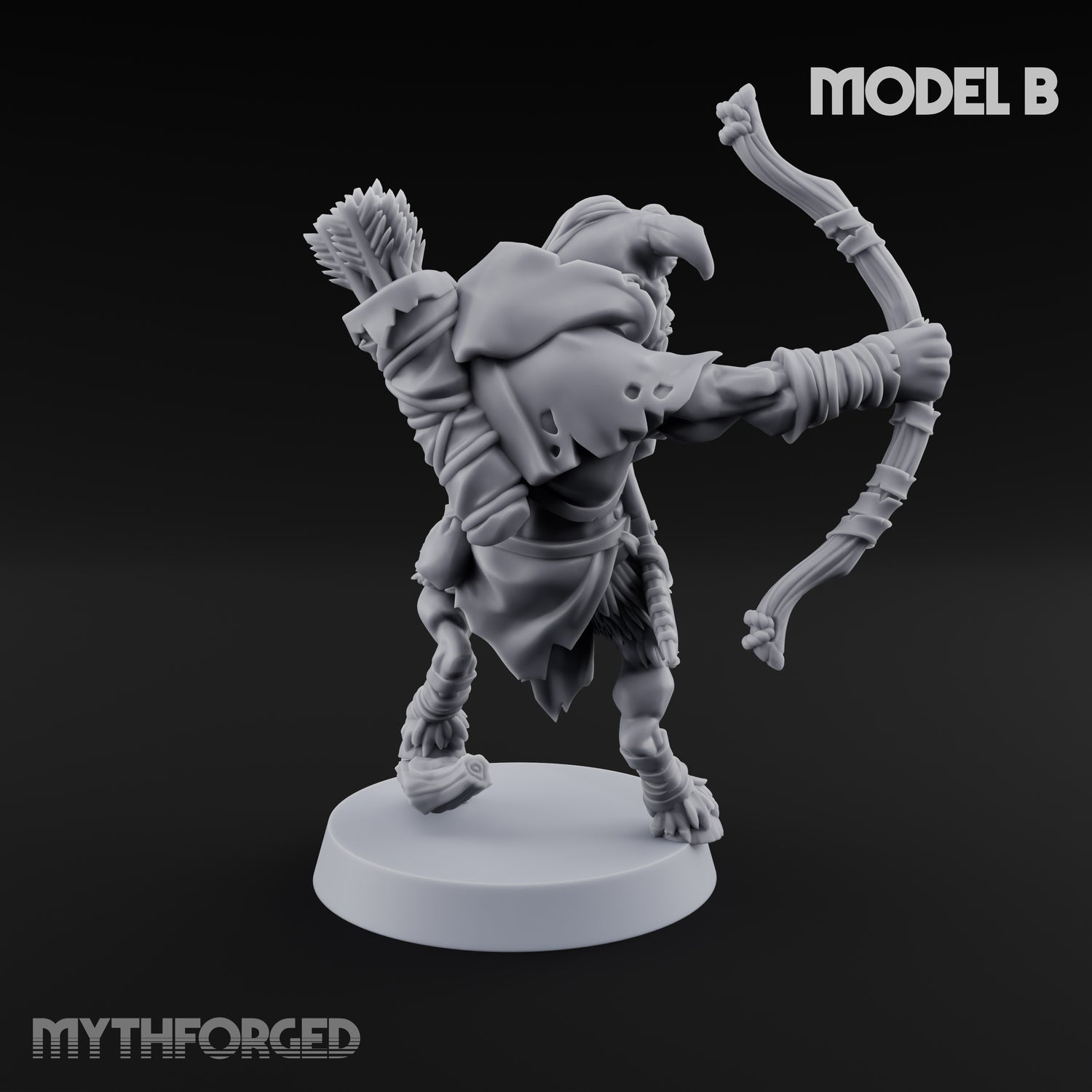 Nocking And Loosing Satyr Archer B Miniature for Dungeons and Dragons, Pathfinder or other TTRPGs
