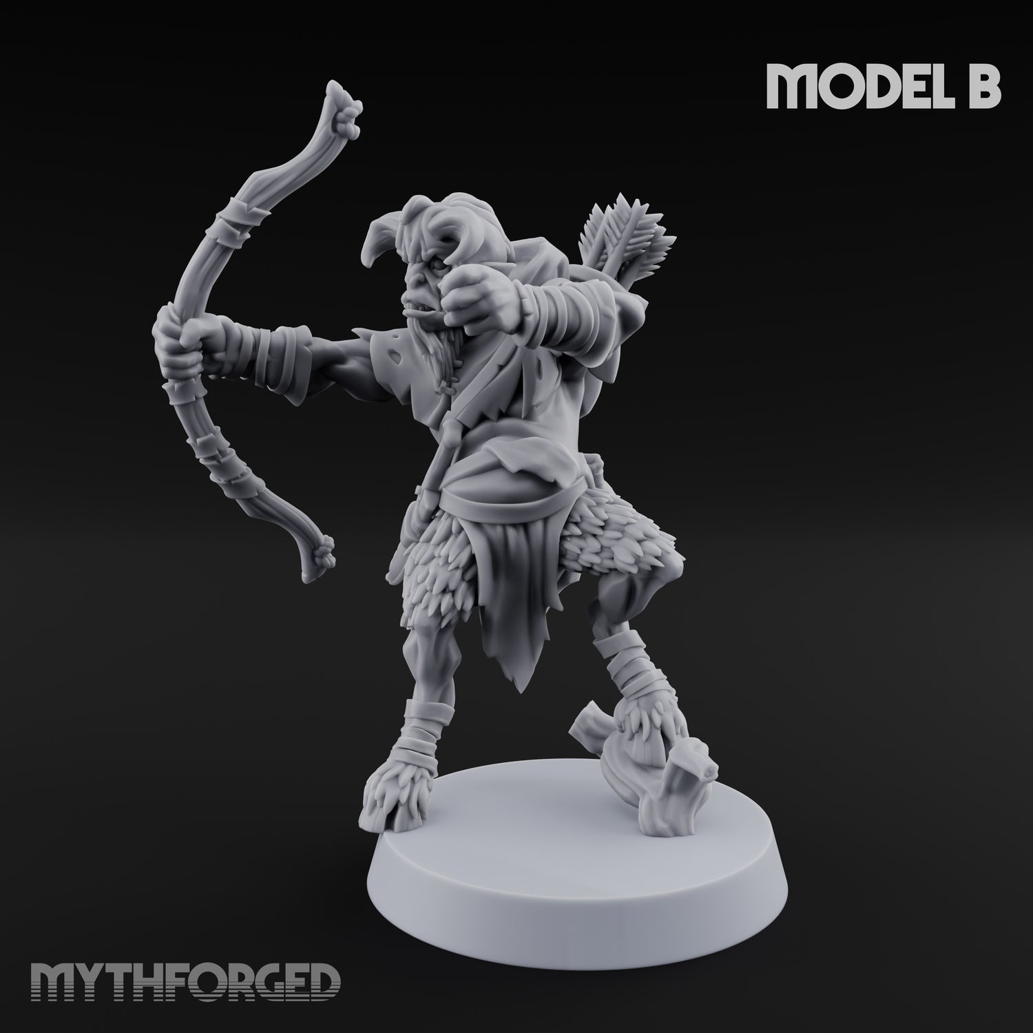 Nocking And Loosing Satyr Archer B Miniature for Dungeons and Dragons, Pathfinder or other TTRPGs