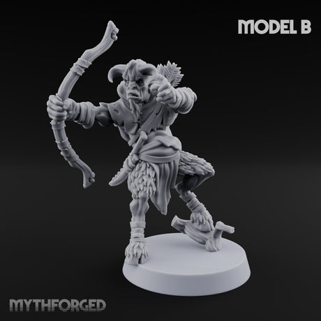 Nocking And Loosing Satyr Archer B Miniature for Dungeons and Dragons, Pathfinder or other TTRPGs
