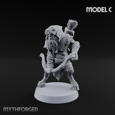 Nocking And Loosing Satyr Archer C Miniature for Dungeons and Dragons, Pathfinder or other TTRPGs