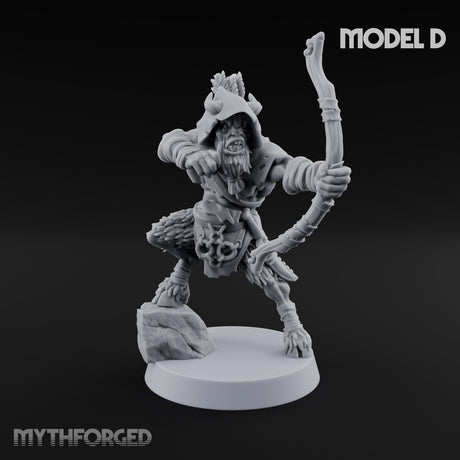 Nocking And Loosing Satyr Archers Miniature for Dungeons and Dragons, Pathfinder or other TTRPGs