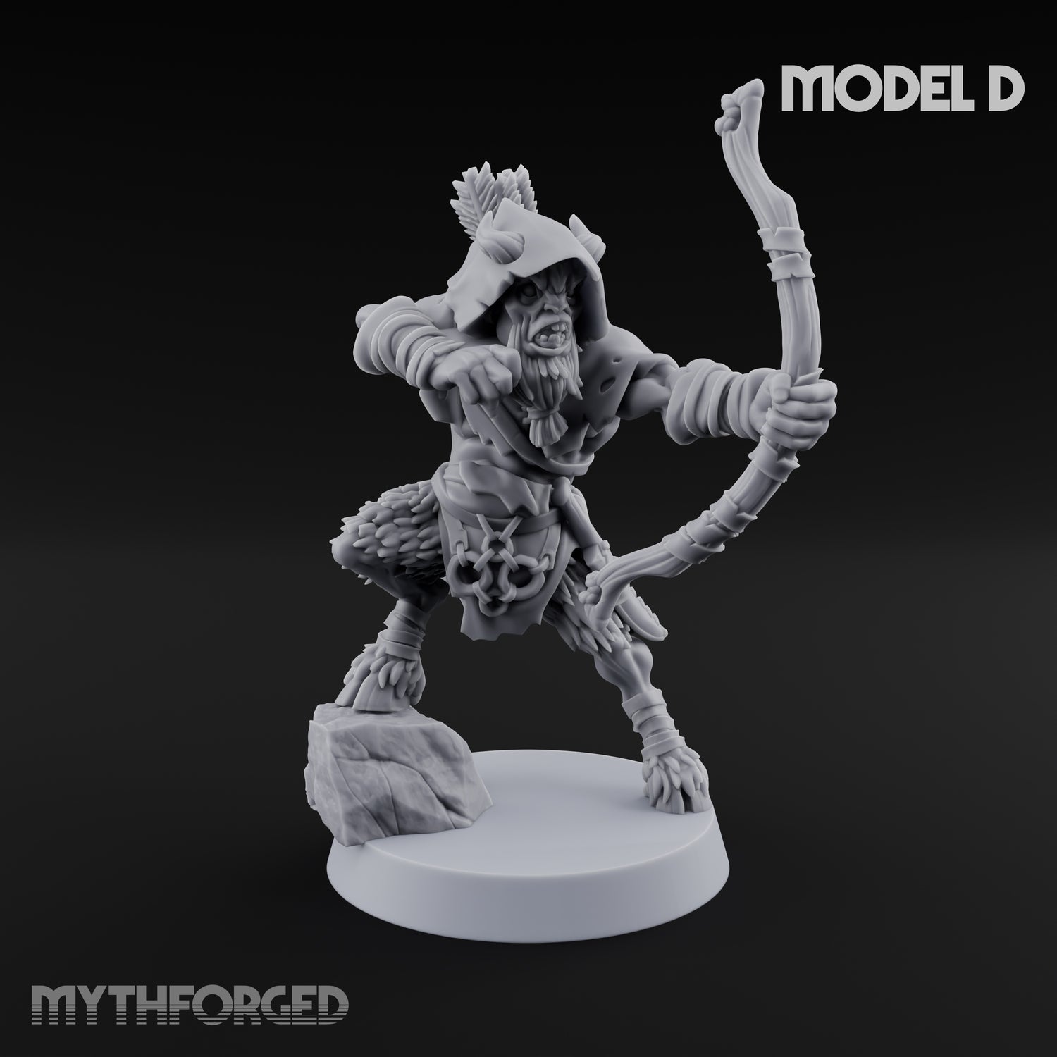 Nocking And Loosing Satyr Archer D Miniature for Dungeons and Dragons, Pathfinder or other TTRPGs