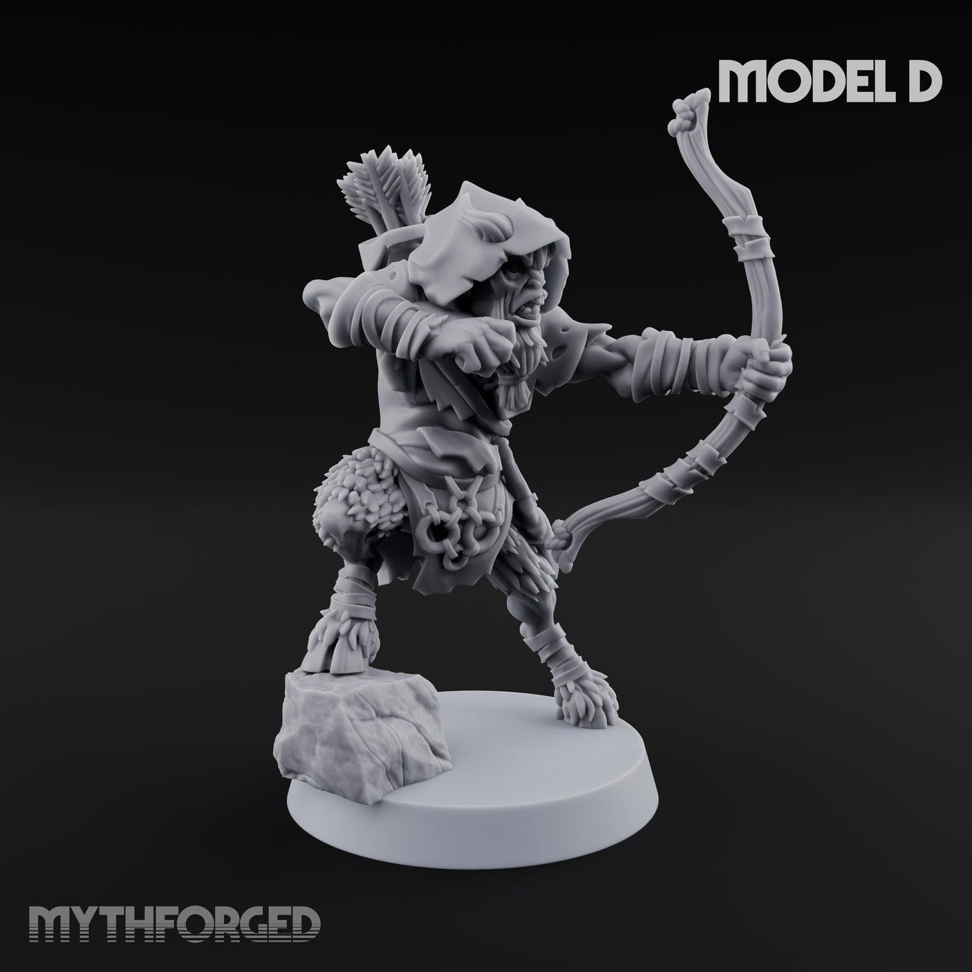 Nocking And Loosing Satyr Archer D Miniature for Dungeons and Dragons, Pathfinder or other TTRPGs