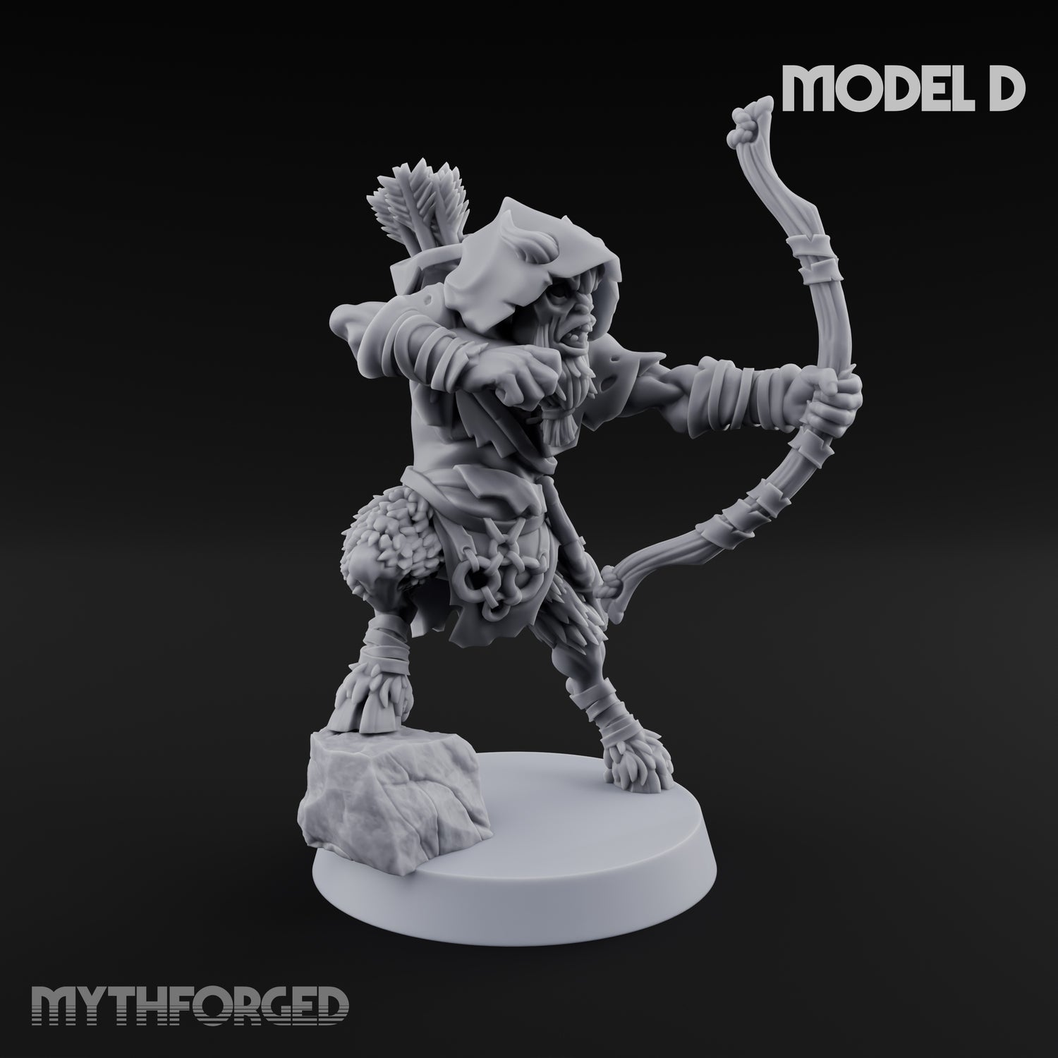 Nocking And Loosing Satyr Archer D Miniature for Dungeons and Dragons, Pathfinder or other TTRPGs