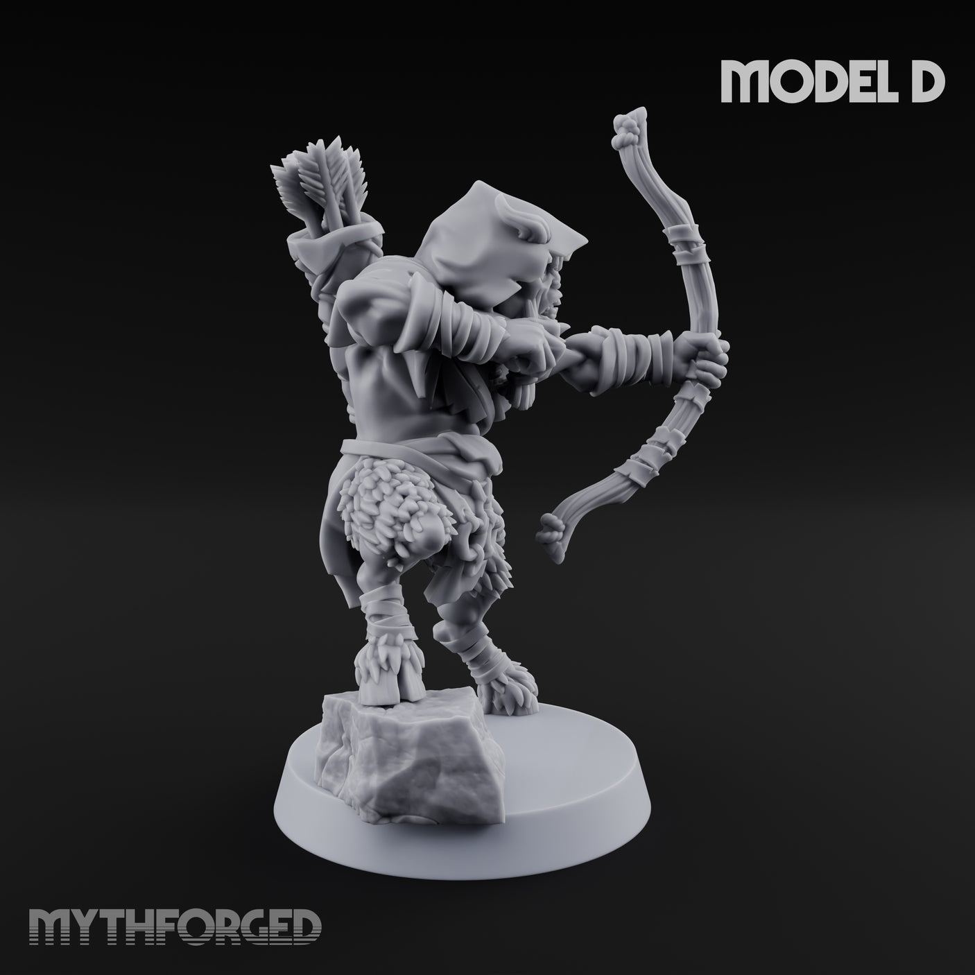 Nocking And Loosing Satyr Archer D Miniature for Dungeons and Dragons, Pathfinder or other TTRPGs