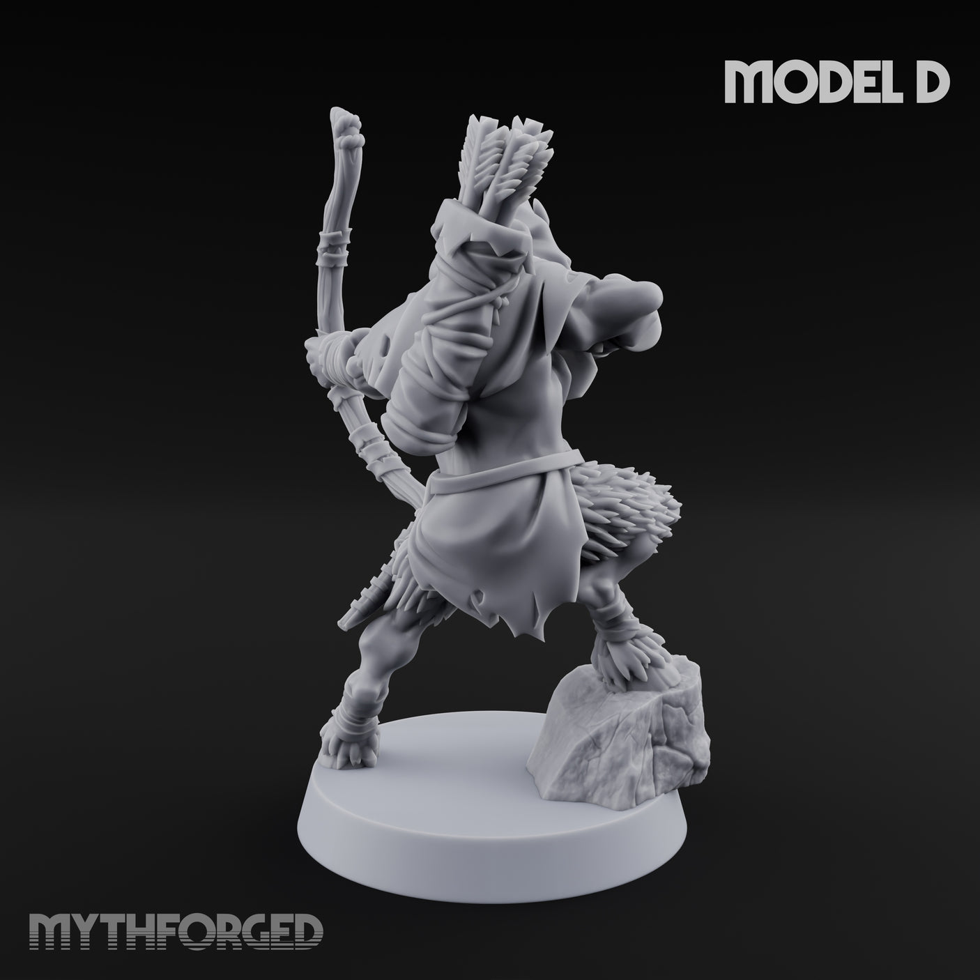 Nocking And Loosing Satyr Archer D Miniature for Dungeons and Dragons, Pathfinder or other TTRPGs