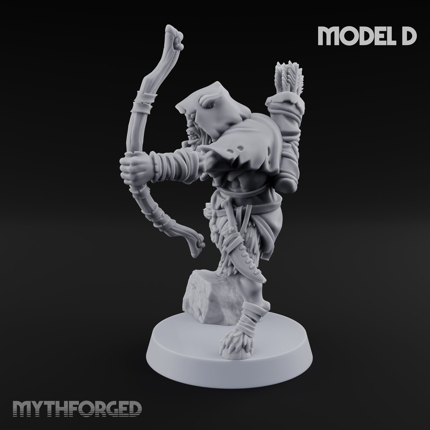 Nocking And Loosing Satyr Archer D Miniature for Dungeons and Dragons, Pathfinder or other TTRPGs