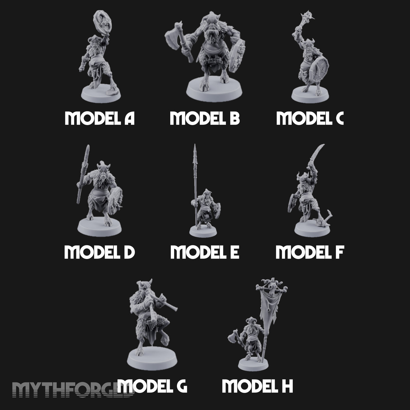 Horn Blowing Rally Satyr Warband Miniature for Dungeons and Dragons, Pathfinder or other TTRPGs