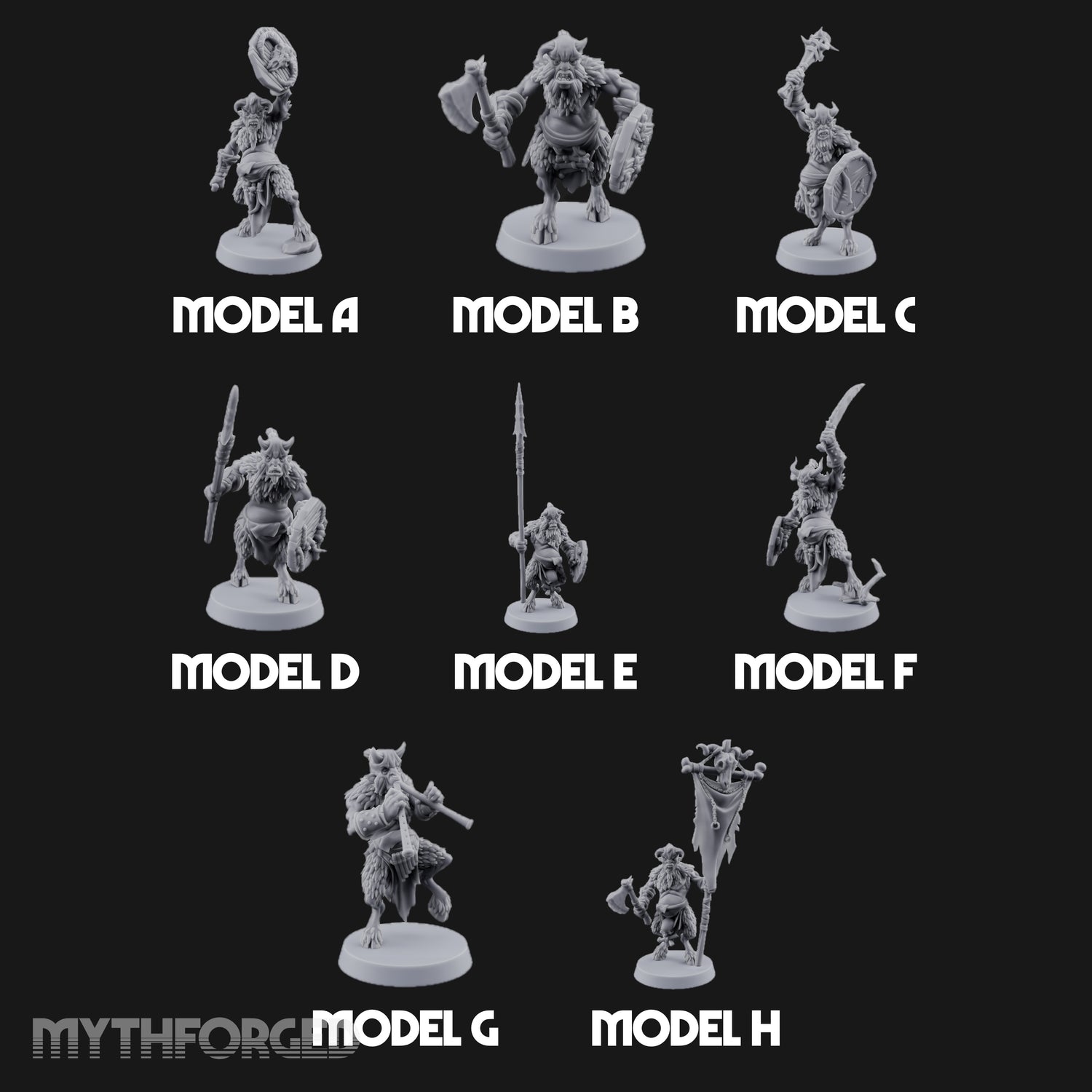 Horn Blowing Rally Satyr Warband Miniature for Dungeons and Dragons, Pathfinder or other TTRPGs