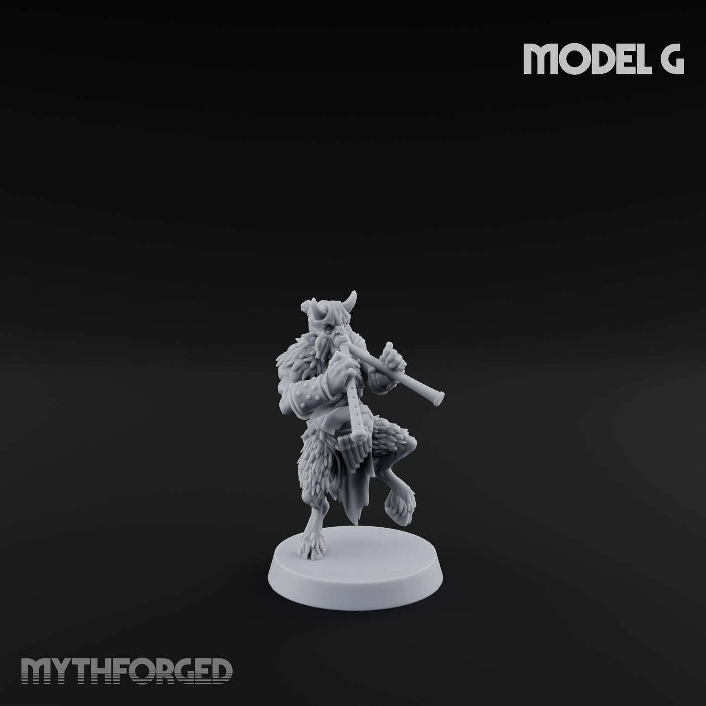 Horn Blowing Rally Satyr Warband G Miniature for Dungeons and Dragons, Pathfinder or other TTRPGs