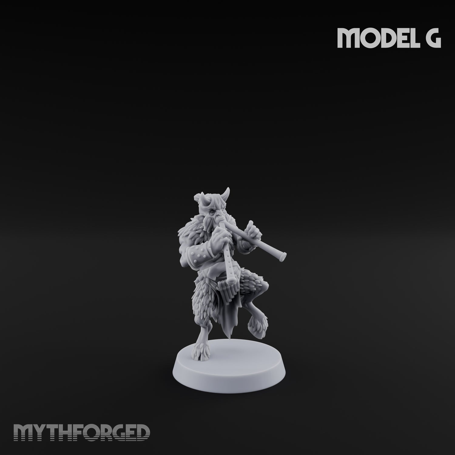 Horn Blowing Rally Satyr Warband G Miniature for Dungeons and Dragons, Pathfinder or other TTRPGs