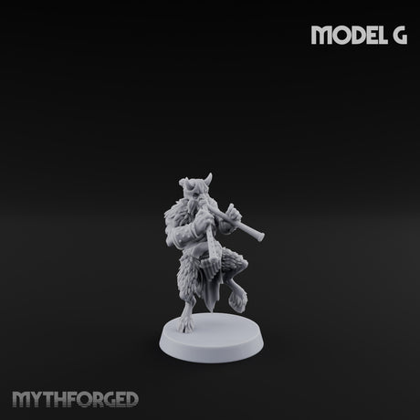 Horn Blowing Rally Satyr Warband G Miniature for Dungeons and Dragons, Pathfinder or other TTRPGs